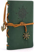 EvZ Leather Writing Journal Notebook, 5 Inches Vintage Nautical Spiral Notepad, Dark Green