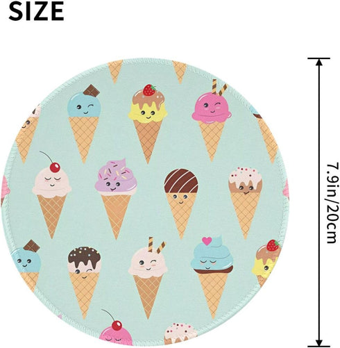JaoXer 8-Inch Ice Cream Cones Round Mouse Pad - Your Desk Companion for Office, Desktop, Laptop, Personal Computers