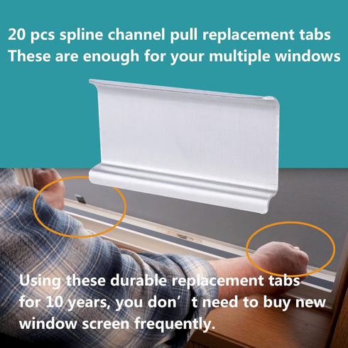 Durable Window Screen Spline Channel Pull Lift Tabs, Aluminum Anti-UV Don t Broken Like Plastic Pull Tabs in Sunlight, Sliver, C Shape, 20 PCS by dttbgg