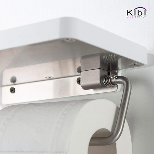KBA1207) KIBI Deco Single Roll Toilet Paper Holder with Shelf for Bathroom, Wall Mounted Paper Towel Hanger with Phone