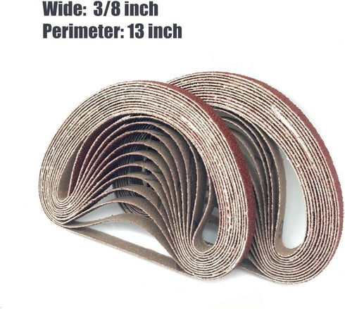 3/8 x 13 Sanding Belts - 120 Grit Aluminum Oxide Belt Sander Paper, 24 Pack (3/8x13in, 120 Grit)