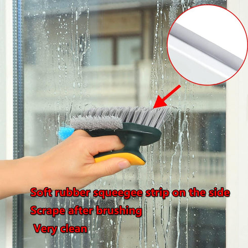 FEENM 4-in-1, Grout and Corner Scrubber Brush with Scraper Tool Stiff Bristles Crevice Floor Cleaner for Cleaning