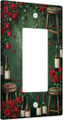 Generic Roses Single Rocker Light Switch Cover, Rustic Vintage Stools Wine Bottles N/a Green Plastic Standard Size