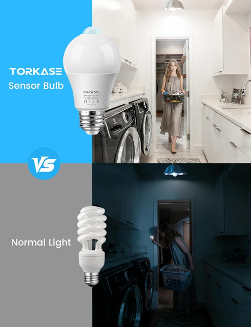 Bulbs 13W (100W 3 Pack A19 E26 Bulb, 5000K Motion Sensor Light Equivalent), Motion Activated Dusk to Dawn LED Daylight