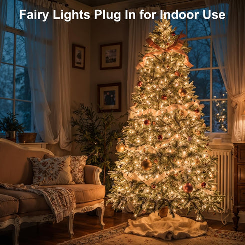100FT 300 8 LED Christmas Lights Plug in,Outdoor Indoor Waterproof Fairy Lights with Timer and Modes, Connectable