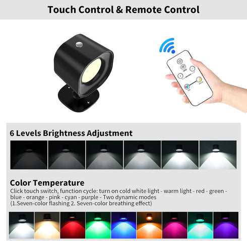 Phylosal Motion Sensor LED Wall Lights with Remote, Cordless LED Wall Mounted Sconces with RGB & Warm White Lighting
