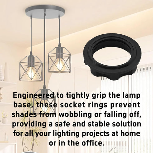 Klyeola 5Pcs E12 27.5mm 19mm(Black) Light Socket Rings, Plastic Lamp Shade Holder Adapter, Threaded Collar Retainer