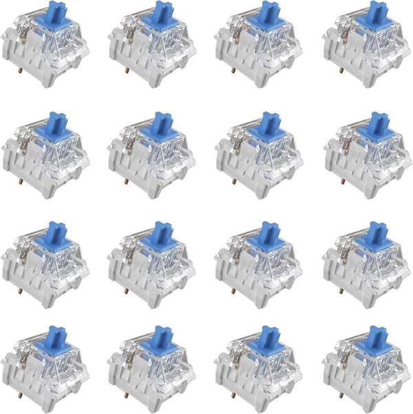 Mciepny Zhouwang 20pcs Blue Switch,3 Pin 50gf Clicky Accurate Typing Dustproof Pre Lubed