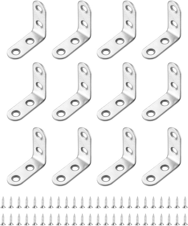 uxcell 24Pcs L-Shaped Brackets Corner Brace, 1.57"x1.57"x0.59" Corner Bracket Shelf Bracket Right