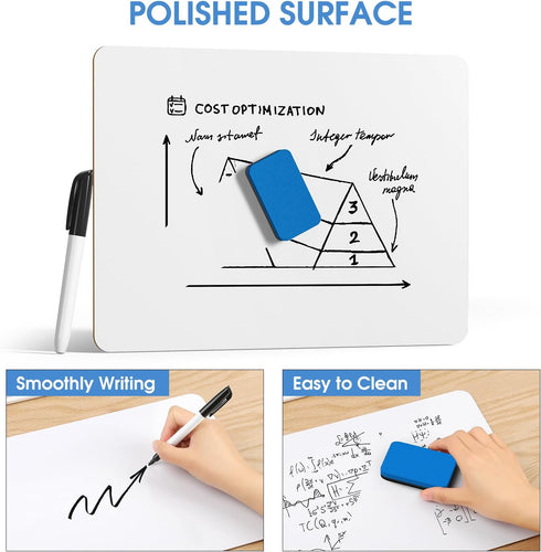 MaxGear 2 Pack Small White Board, 9''x 12'' Double Sided Portable Dry Erase Boards for Students with Markers