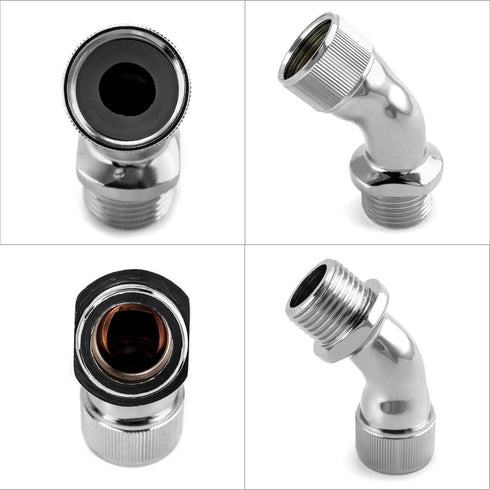 QWORK Elbow Adapter for Shower Head, Chrome Copper 1/2" Extender Connector