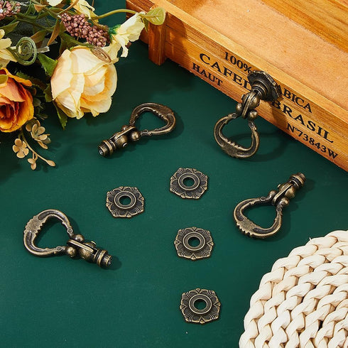 6 Sets 1.18" SUPERFINDINGS Ring Drawer Pulls Vintage Cabinet Ring Handles Antique Bronze Dresser Handles Width Drawer