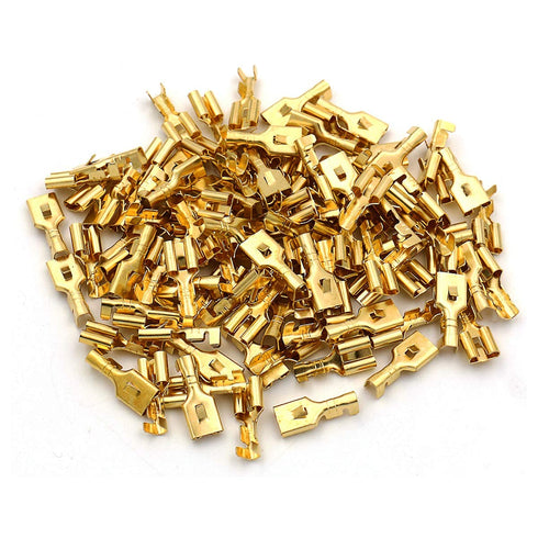 Baomain Female Spade Quick Splice Crimp Terminals, 6.3mm Non Insulated, 100 Pcs