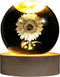 3D Laser Etched Sunflower Crystal Ball, Sunflower Decor Glass Sphere Lamp Night
