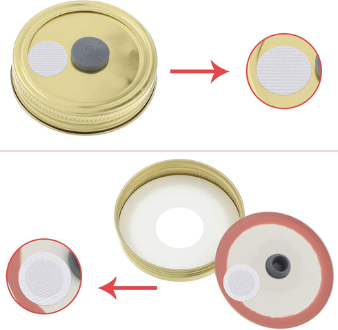Zonon 64 Pcs Synthetic Filter Paper Stickers, 0.3 Um Filter Disc for Mushroom Cultivation with 100 Rubber Stopper