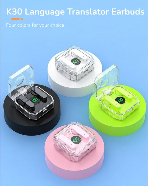 K30 Language Translator Earbuds - 144 Languages Online Voice Translator Device, Fingerprint Control, Bluetooth 5.3