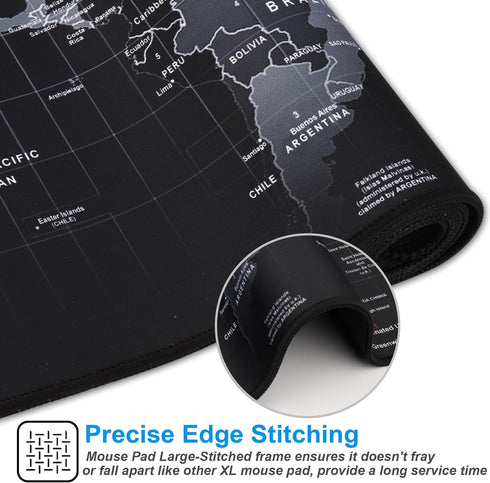 XXL Professional Large Mouse Pad & Computer Game Mouse Mat (35.4x15.7x0.1IN, Map)