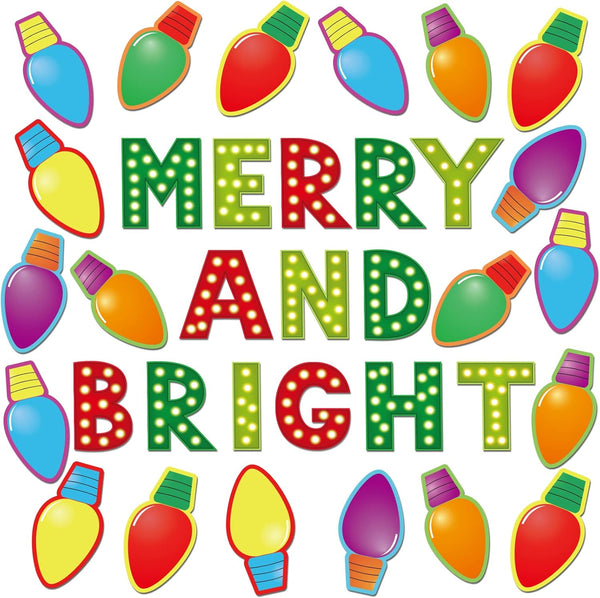 Christmas Cutouts, Xmas Bulb Classroom Bulletin Board Decorations for Merry Christmas Party Supplies for Kids Students