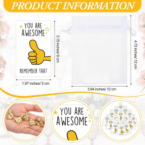 Tondiamo 60 Sets Employee Appreciation Gift Bulk Thumbs up Pin with Thank You Cards Inspirational Employee of The Month