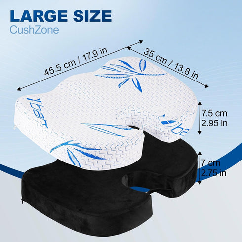 Elif Home Goods Tailbone, Bamboo Seat Cushion Pillow for Office Chair - Memory Foam Pad for Sciatica, Lower Back Pain