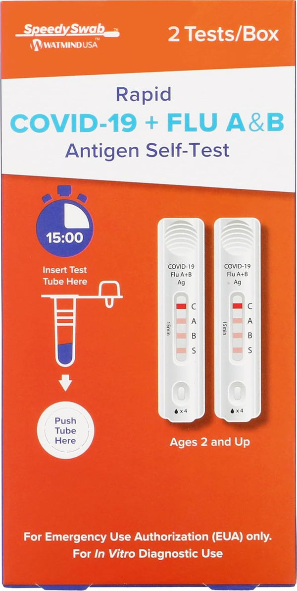 SpeedySwab COVID Test and Flu Test Combo - 3-in-1 Rapid Antigen At-Home