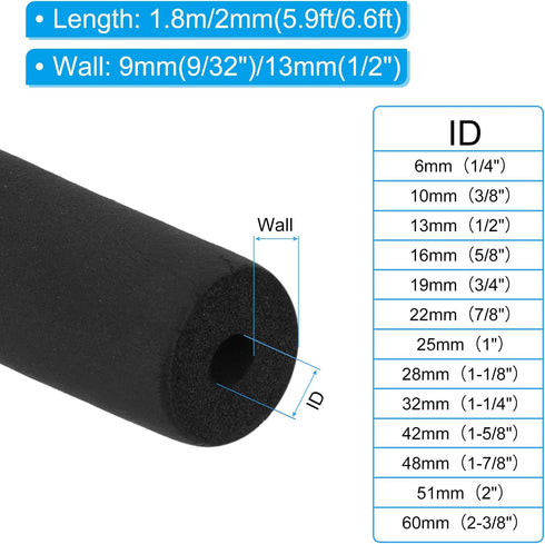 PATIKIL 1"(25mm) ID x 6Ft Pipe Insulation Foam Tube, 2 Pack Pipe Cover Wrap Roll Bar Padding Tubing for Handle Grip HVAC Outdoor Air Conditioner Units