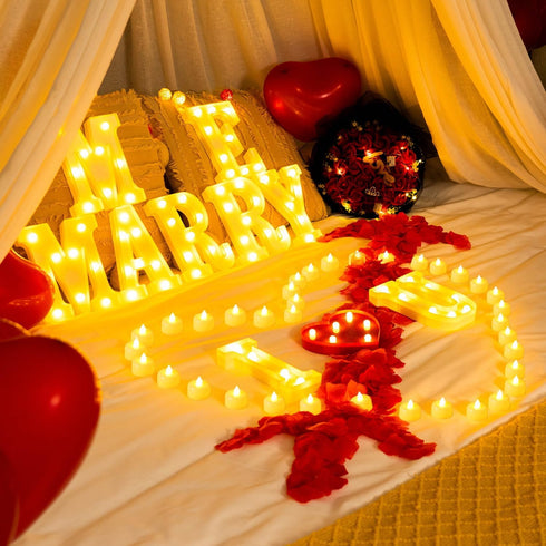 24Pcs 1000Pcs 30Pcs Homemory I Love U Light Up Letters Proposal Decorations, I Love U Sign with Flameless Candles Red