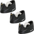 Excell OFFICEPLUS Desk Tape Dispenser, Non-Skid Base, 3/4" Wide, 1" Core, 3 Pack