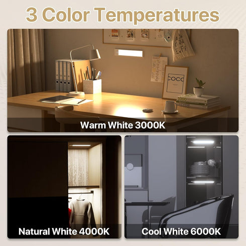 8inch 3 Dimmable, Closet Counter 2 Pack ORALUCE Under Cabinet Lighting Rechargeable Magnetic, LED Motion Sensor Light