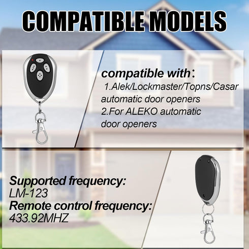 Kingdder 3 4 LM123 433.92mhz Programming Pcs Channels Gate Opener Remote Compatible with Aleko Garage Door Remote