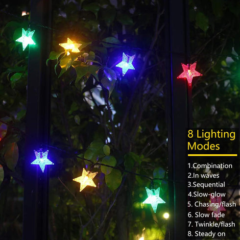 50LED Solar Star String Lights, 23ft Waterproof Fairy Lights for Garden, Patio, Lawn, Christmas Tree Decoration