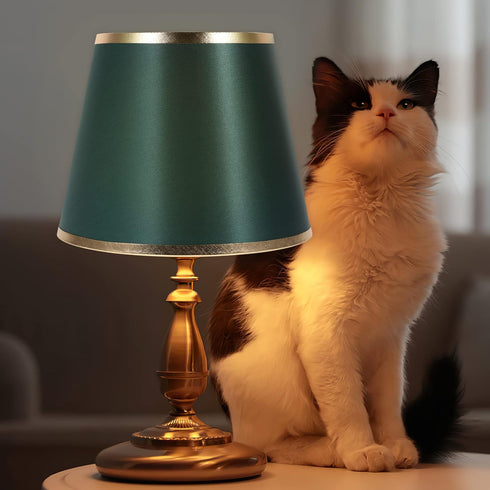 OSALADI Lamps Shades Medium Drum Lamp Shade Fabric Clip On Light Cover Replacement for Table and Floor Light Dark Green