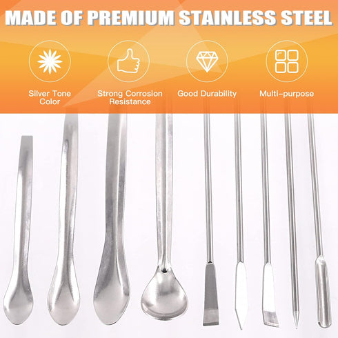 14Pcs Stainless Steel Lab Spatula, Micro Spatula Sampling Scoop for Reagent Laboratory Powders