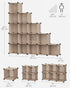SONGMICS Cube Storage Organizer, Set of 16 Plastic Cubes, 12.2 x 48.4 x 48.4 Inches, Camel Brown for Room Organization