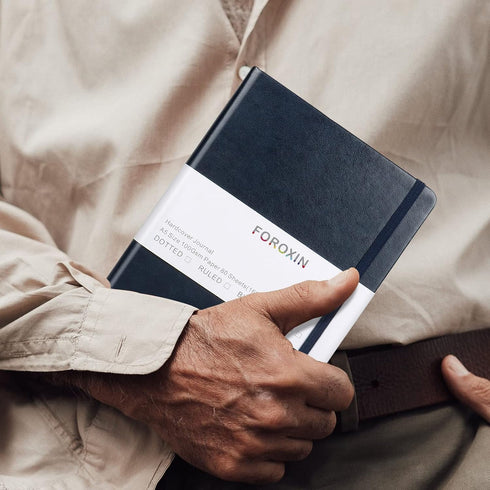 Blank Journal Notebook, Dark Blue, 160 Pages, Medium 8.3x5.7 inches, 100 gsm Thick Paper, Hardcover