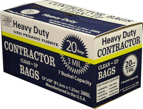 AEP 0186470 Heavy Duty Contractor Bags, 32" x 50", 3 ml (Pack of
