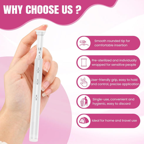 100 PACK Disposable Vaginal Suppository Applicator for Women, Fits Most Lubricants Creams Gels Pills Tablet