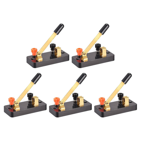 uxcell Single Pole Single Throw Switch, SPST Switch for Physics Laboratory, Black Red Copper Tone, 5Pcs
