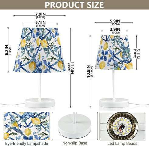 3 ALAZA Bedside Lamp Lemon Boho Peris Flower Table Lamp for Bedroom Desk Lamp with USB Port LED Nightstand Color