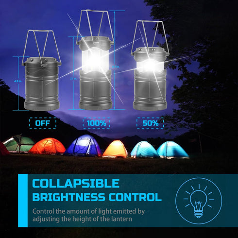 4 Pack Lichamp LED Camping Lantern, Battery Powered Flashlight for Power Outages, Portable Collapsible Hanging Light