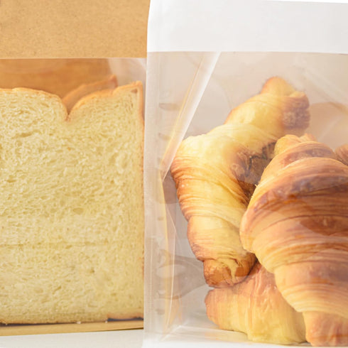 Roppolo 50 3.9 Inch Packing Pcs Brown Kraft Paper Bread Bags with Tin Tie, Large Homemade Bread Bag, Thickened Storage