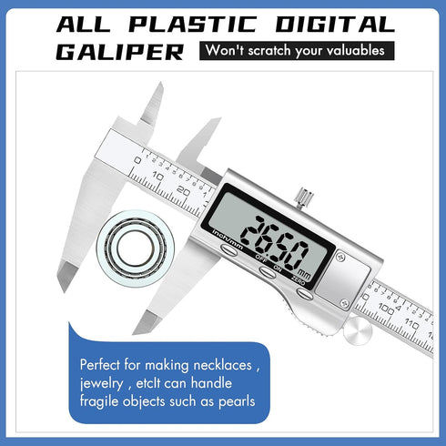 Digital Caliper Measuring Tool, Stainless Steel Vernier Caliper with Large LCD Screen, Easy Switch