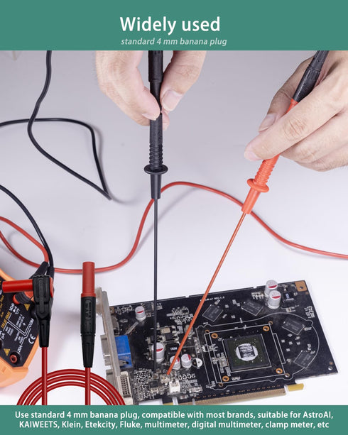 Multimeter Leads, Insulated Test Probe Needle Point Wire Testing Probes, 600V CAT III, Long Reach Prod