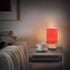 YYZZH Red Table Lamp with Wood Base Fabric Lamp Shade Bedside Nightstand Desk Lamp for Living Room Bedroom Kids Room