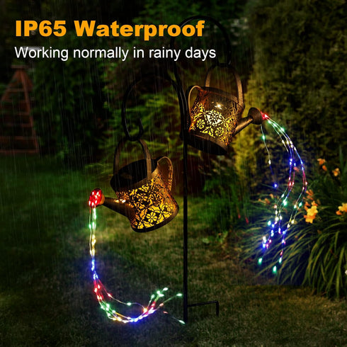 8 IP65 Merear Solar Watering Can Lights Outdoor with Multi-Color Changing Modes, Waterproof Landscape Light Garden