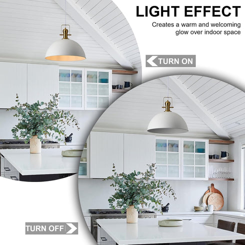 12 Inch 1 Pack Sandy White Farmhouse Pendant Lights for Kitchen Island Industrial Adjustable Height Vintage Dome