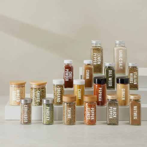Talented Kitchen 134 Preprinted Minimalist Spice Labels, Bold White Seasoning Labels for Organization