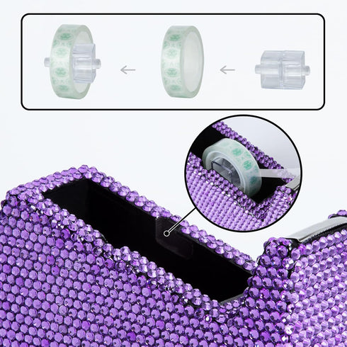 Bling Crystal Luxury Handmade Diamond Desktop Tape Dispenser - Fashion Girls Women Office (Purple)