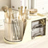 Cute Rotation Pen Holder for Desk - Beige Pencil Cup Pot Organizer for Girls, Kids, and Makeup Brushes