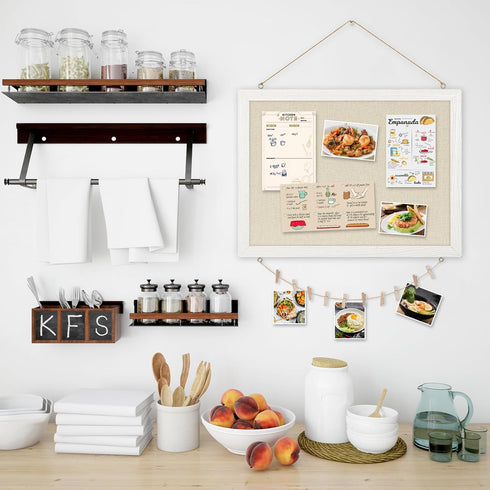 Bulletin Boards with Linen, 1-Pack 16''X 12'' Double-sided Cork Board, Small Pin Board for Home Office